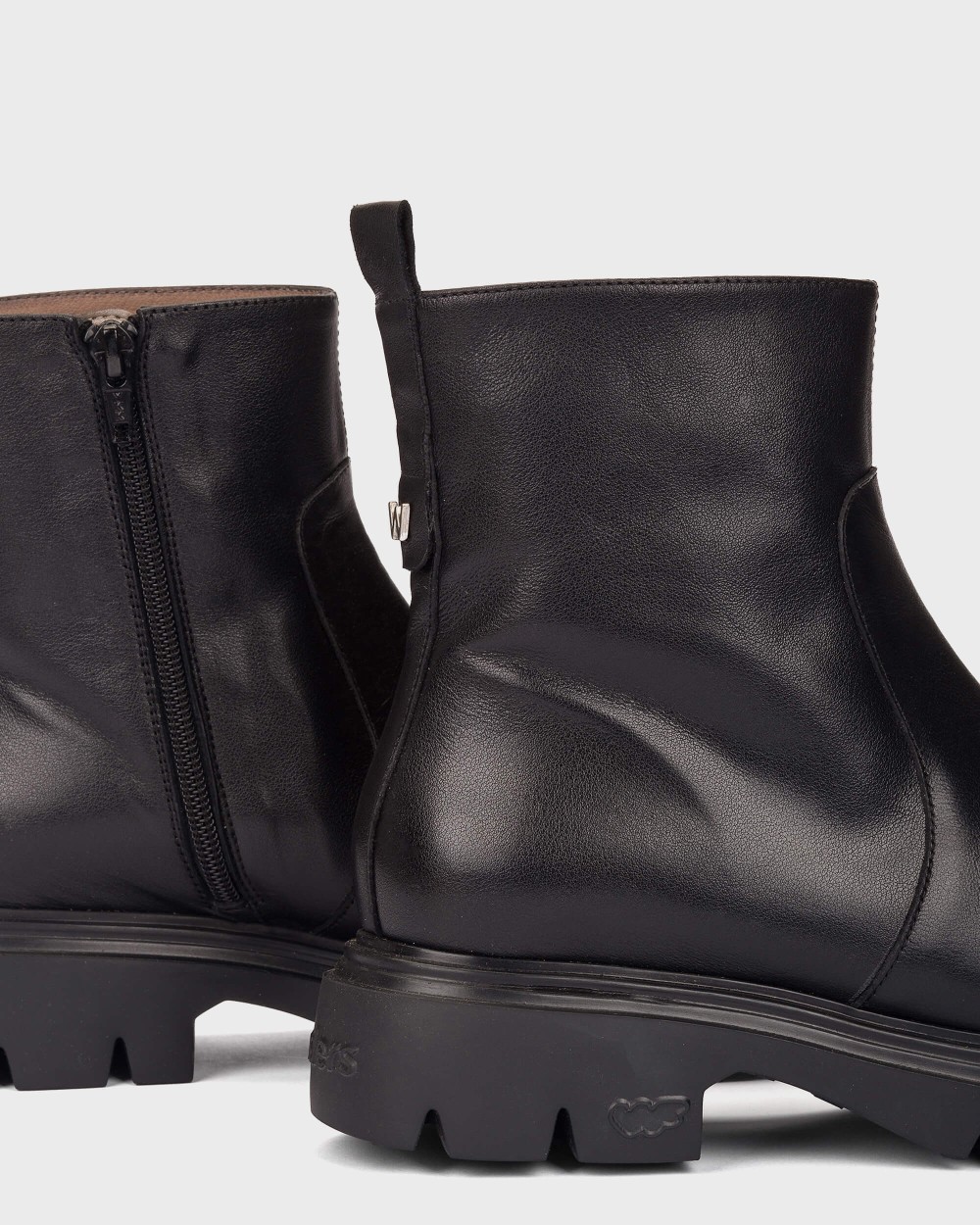 Botines con suela track de mujer en piel bones 05 wonders - Negro Negro-4