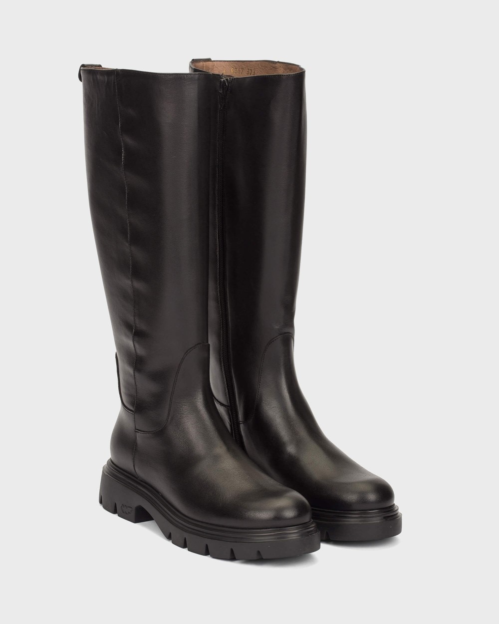 Imagen 2 de Botas suela track de mujer en piel bones 17 wonders - Negro Negro