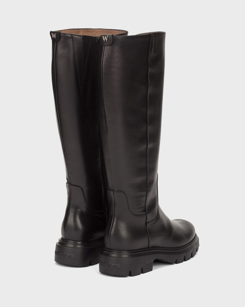Imagen 3 de Botas suela track de mujer en piel bones 17 wonders - Negro Negro