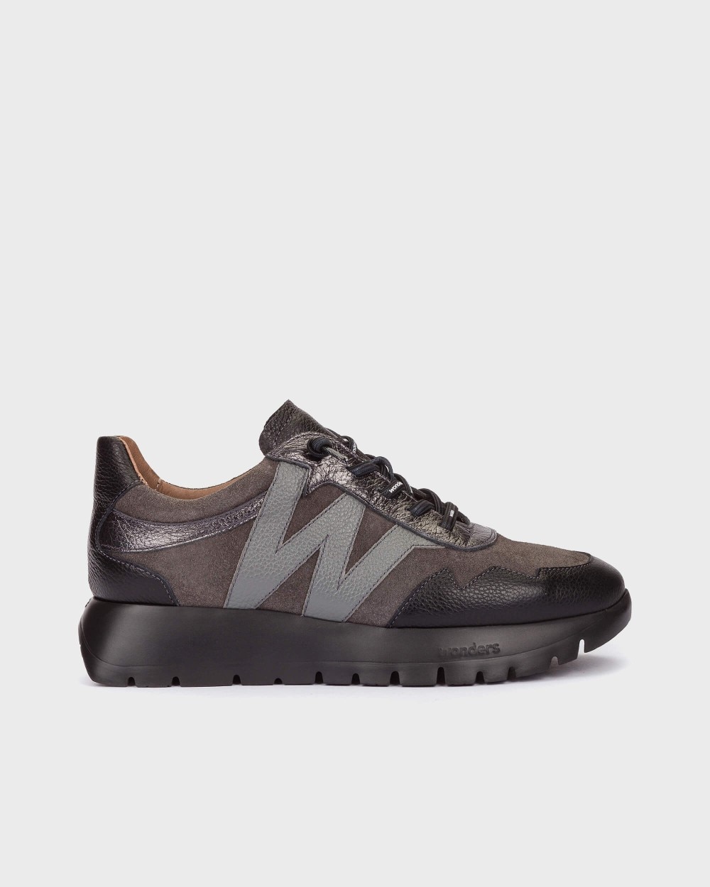 Zapatillas deportiva de mujer en piel odisei 110 wonders - Negro Negro-1