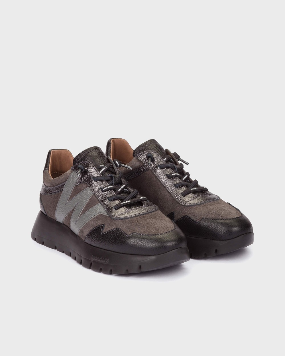 Zapatillas deportiva de mujer en piel odisei 110 wonders - Negro Negro-3
