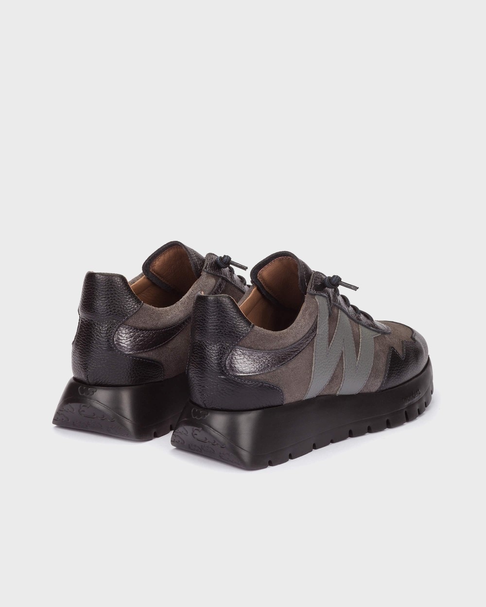 Zapatillas deportiva de mujer en piel odisei 110 wonders - Negro Negro-2