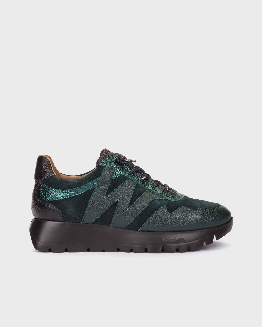 Zapatillas deportiva de mujer en piel odisei 110 wonders - Verde oscuro Verde oscuro-1