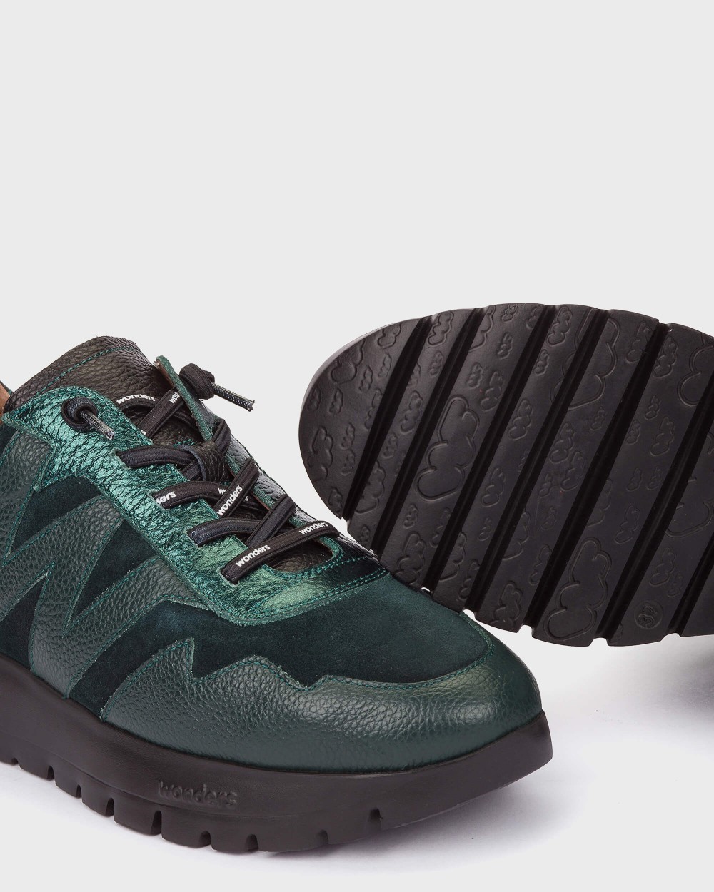 Zapatillas deportiva de mujer en piel odisei 110 wonders - Verde oscuro Verde oscuro-4