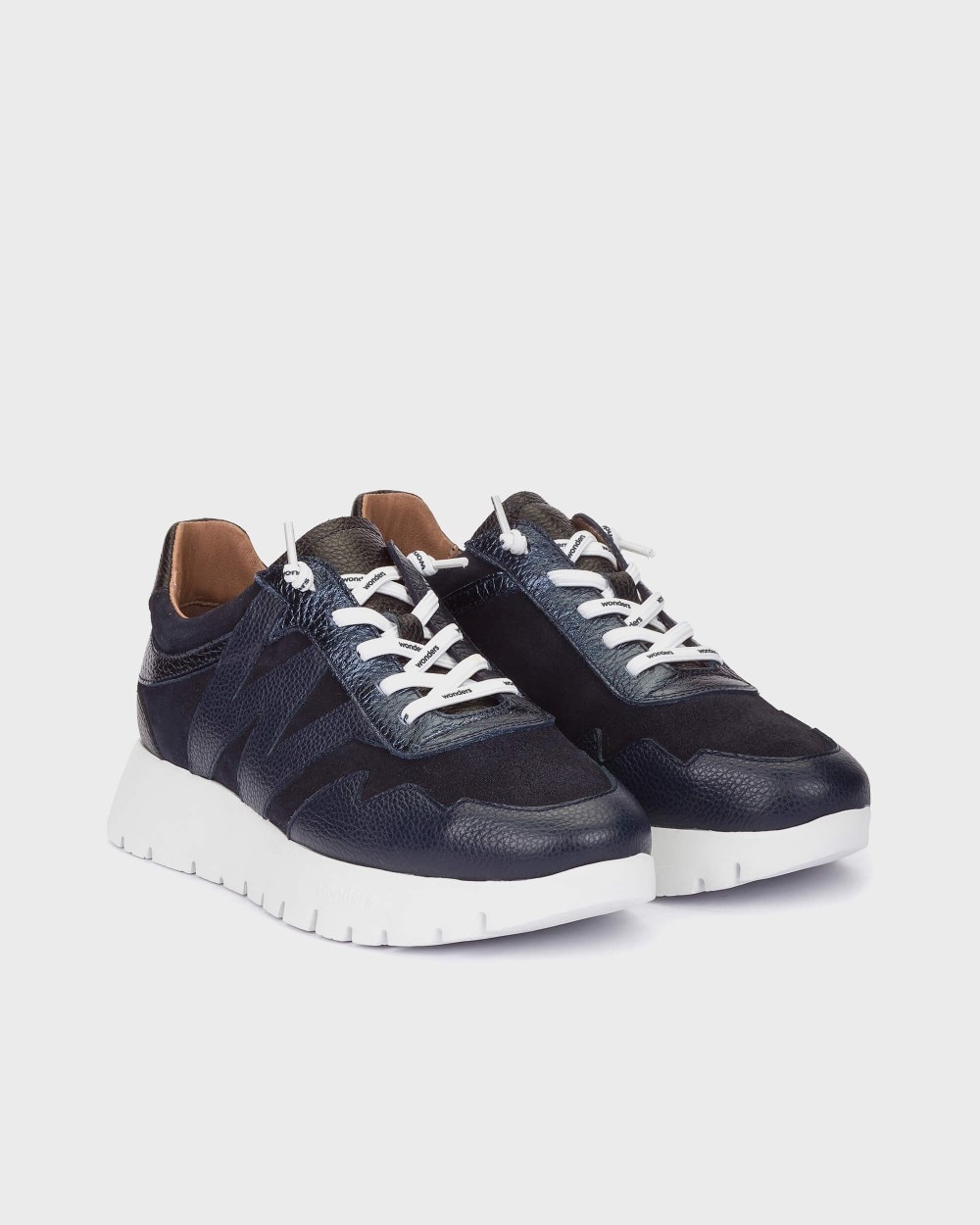 Zapatillas deportiva de mujer en piel odisei 110 wonders - Azul marino Azul marino-3