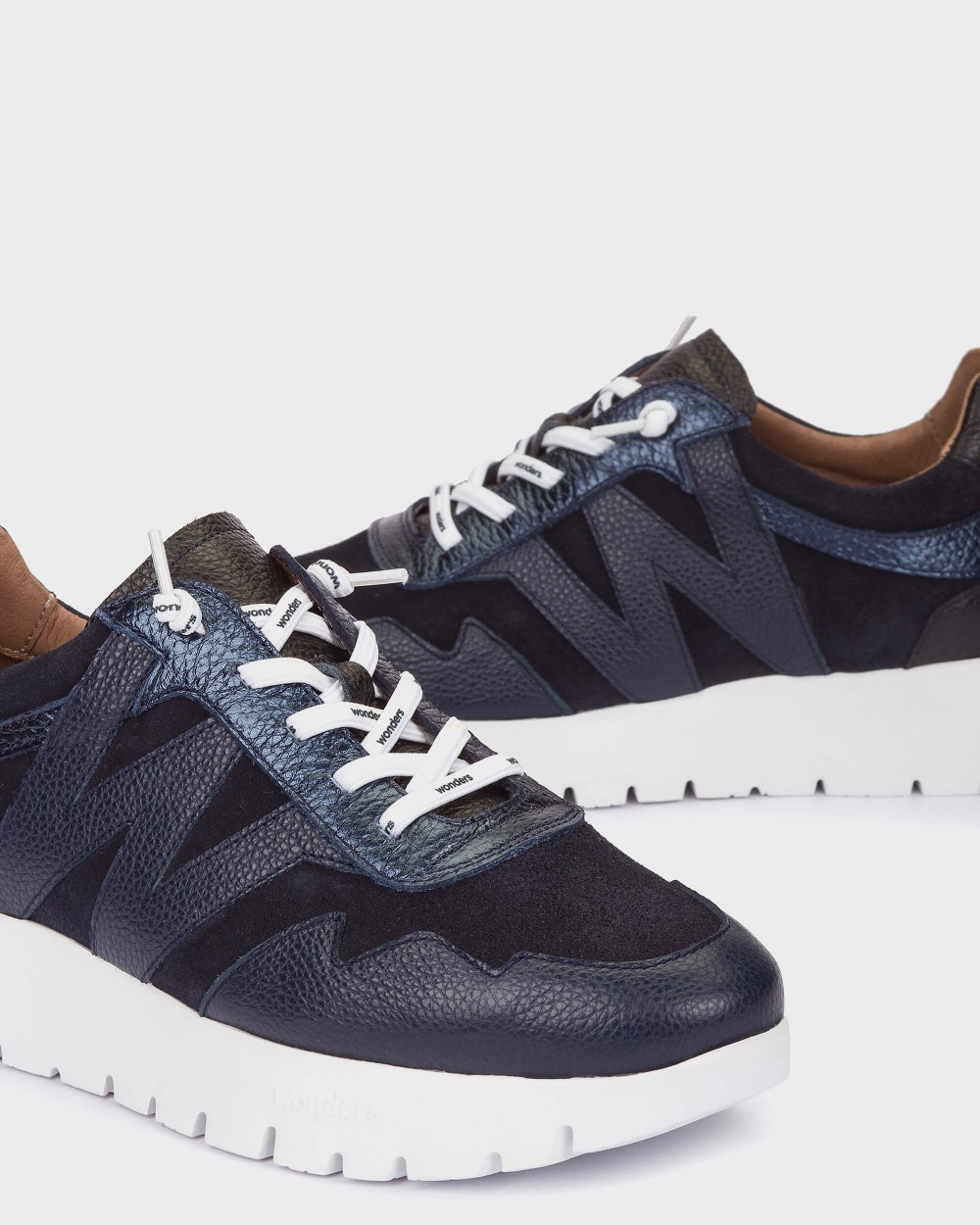 Zapatillas deportiva de mujer en piel odisei 110 wonders - Azul marino Azul marino-4