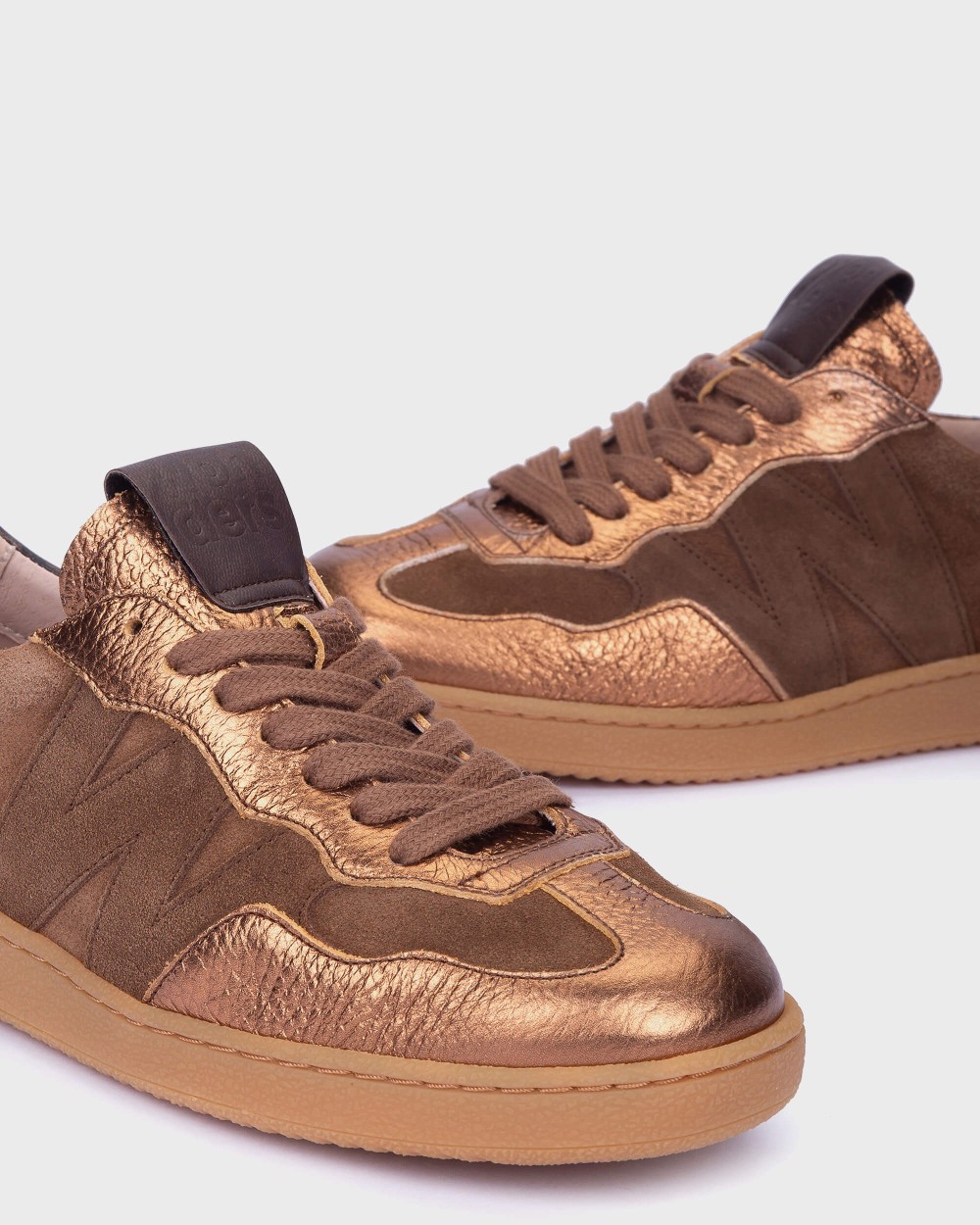 Zapatillas deportiva de mujer en piel nubia 01 wonders - Marrón Marrón-4