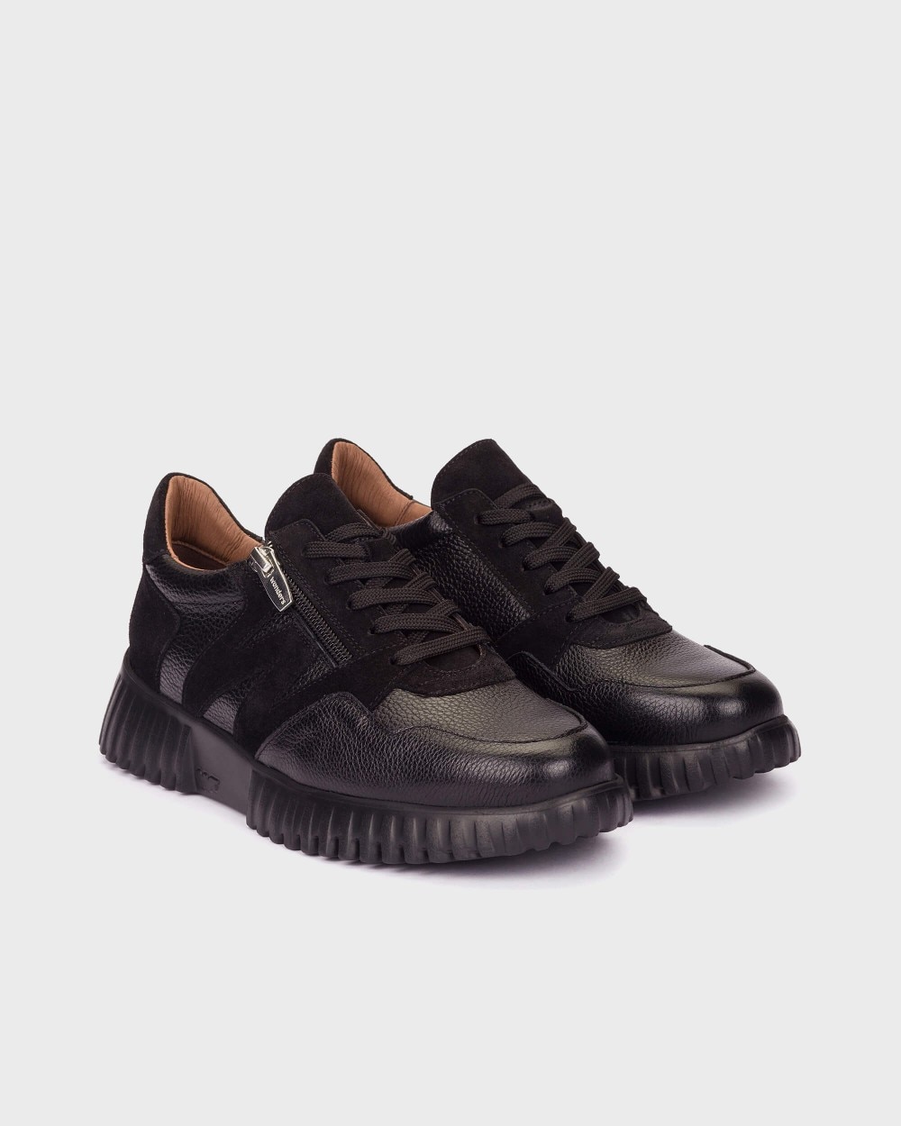 Zapatillas deportiva de mujer en piel flexfly 24 wonders - Negro Negro-2