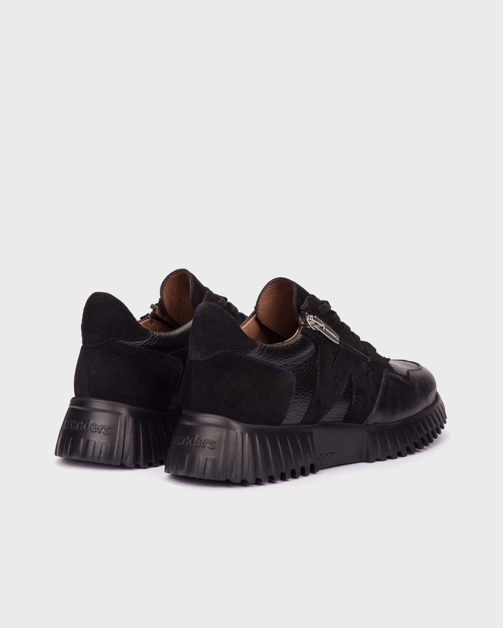 Zapatillas deportiva de mujer en piel flexfly 24 wonders - Negro Negro-3