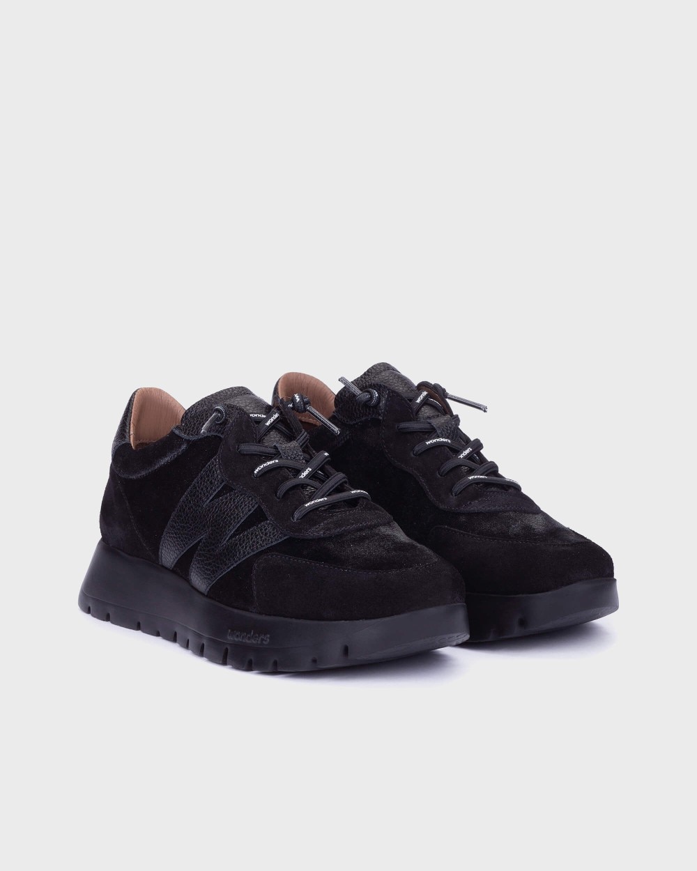 Zapatillas deportiva de mujer en piel odisei 111 wonders - Negro Negro-3