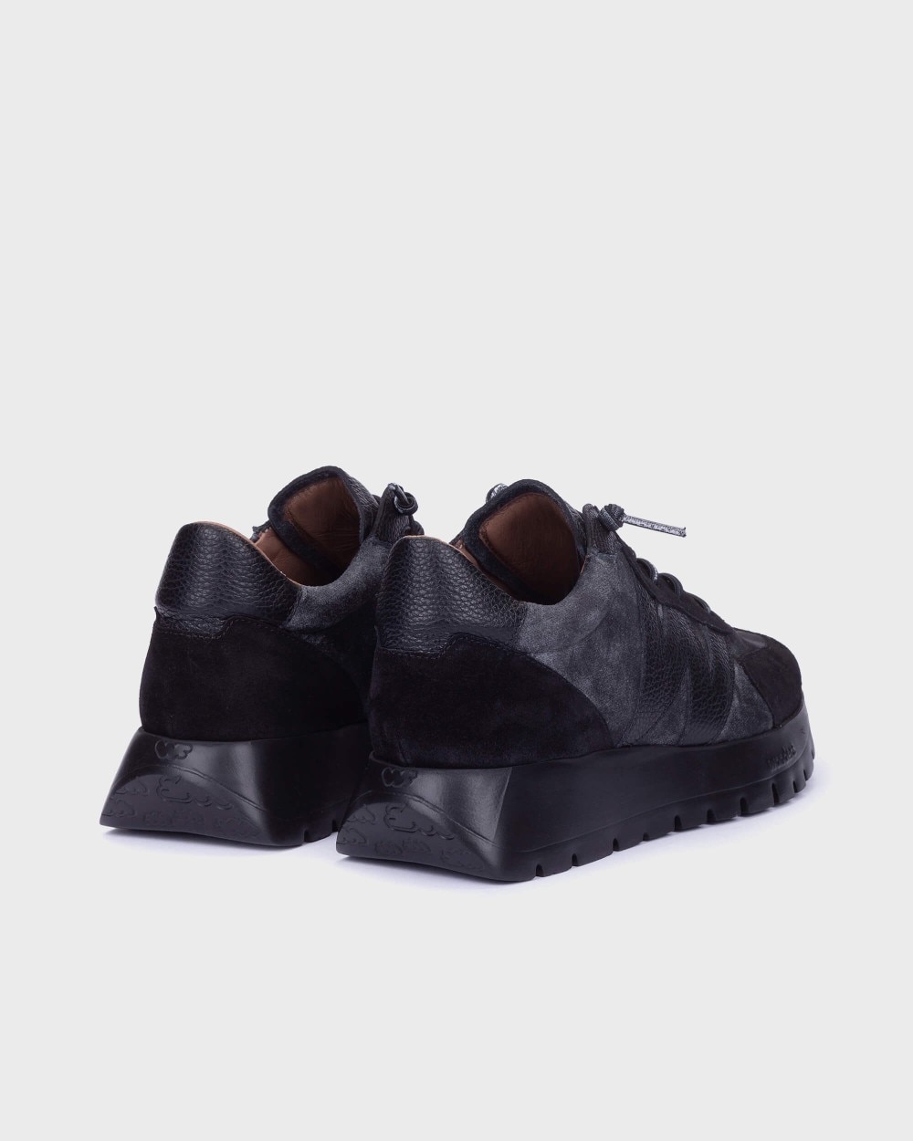 Zapatillas deportiva de mujer en piel odisei 111 wonders - Negro Negro-2