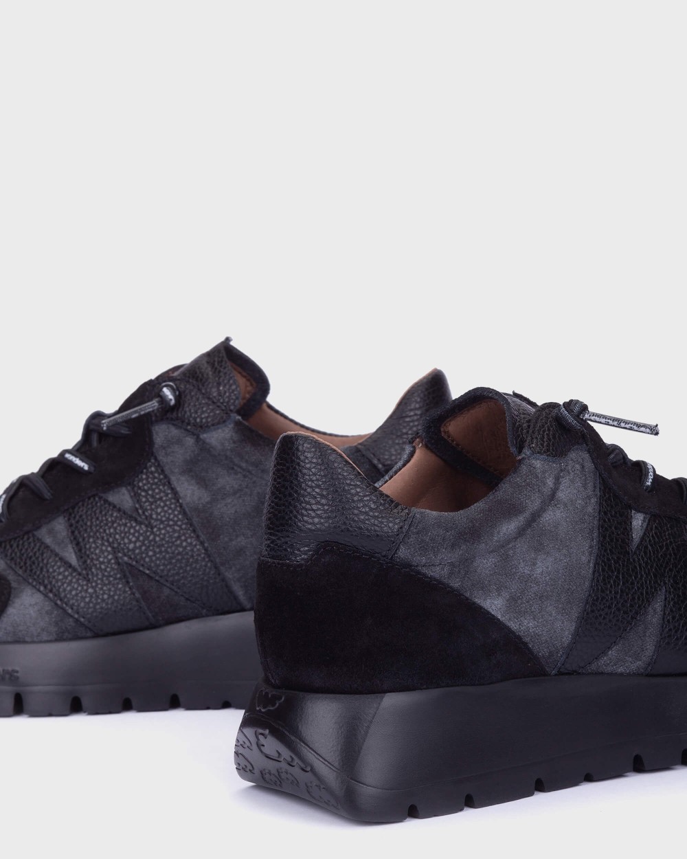 Zapatillas deportiva de mujer en piel odisei 111 wonders - Negro Negro-4