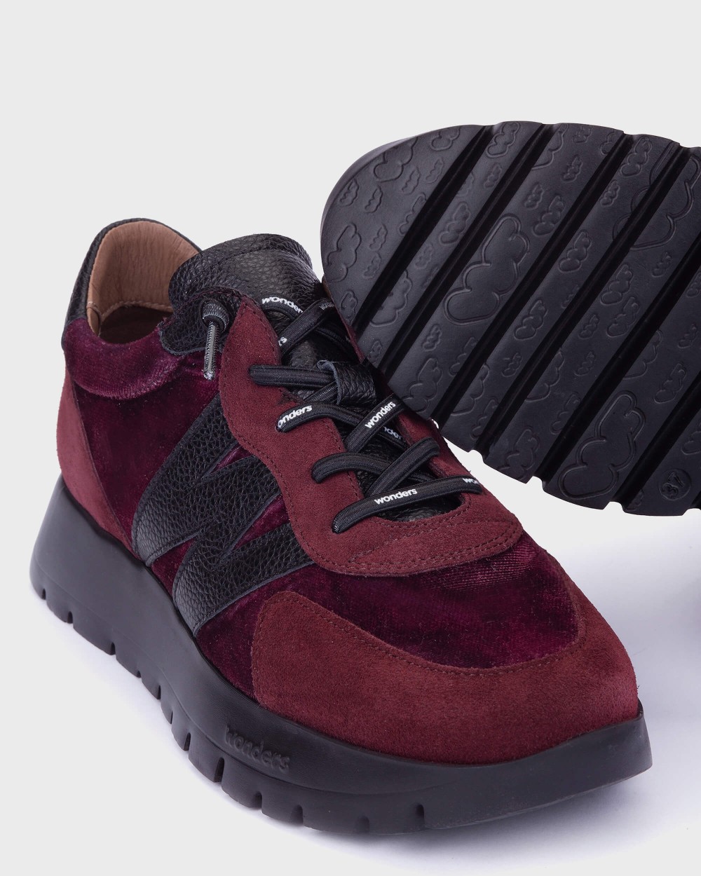 Zapatillas deportiva de mujer en piel odisei 111 wonders - Burdeos Burdeos-4