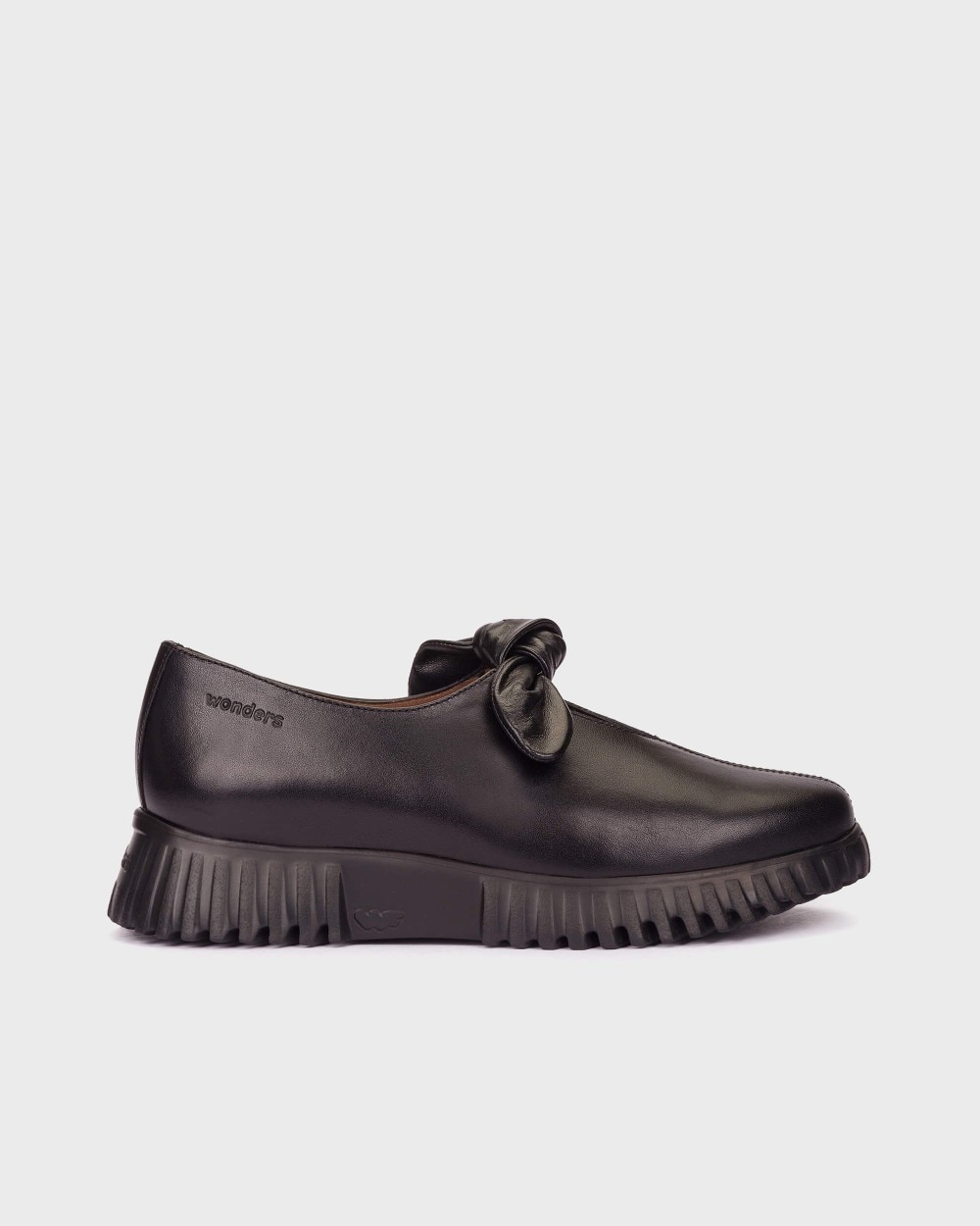 Zapatos de mujer con cuña y lazo - Wonders - Negro Negro-1