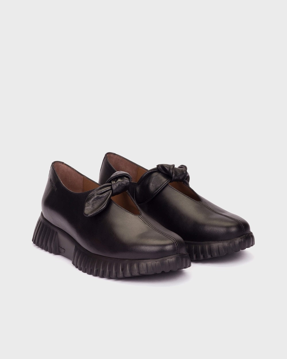 Zapatos de mujer con cuña y lazo - Wonders - Negro Negro-3