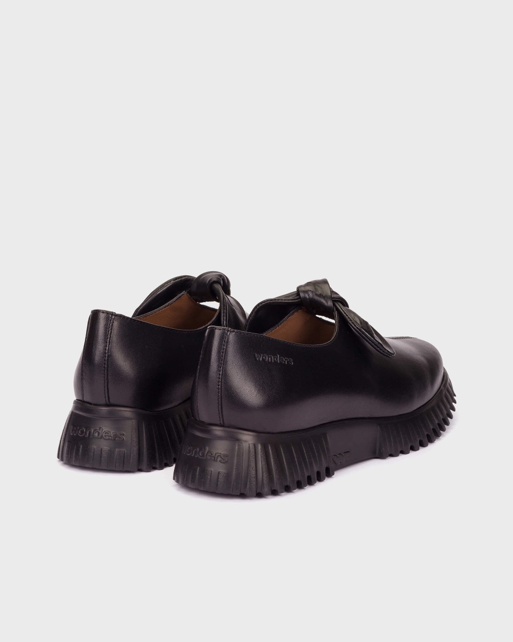 Zapatos de mujer con cuña y lazo - Wonders - Negro Negro-2