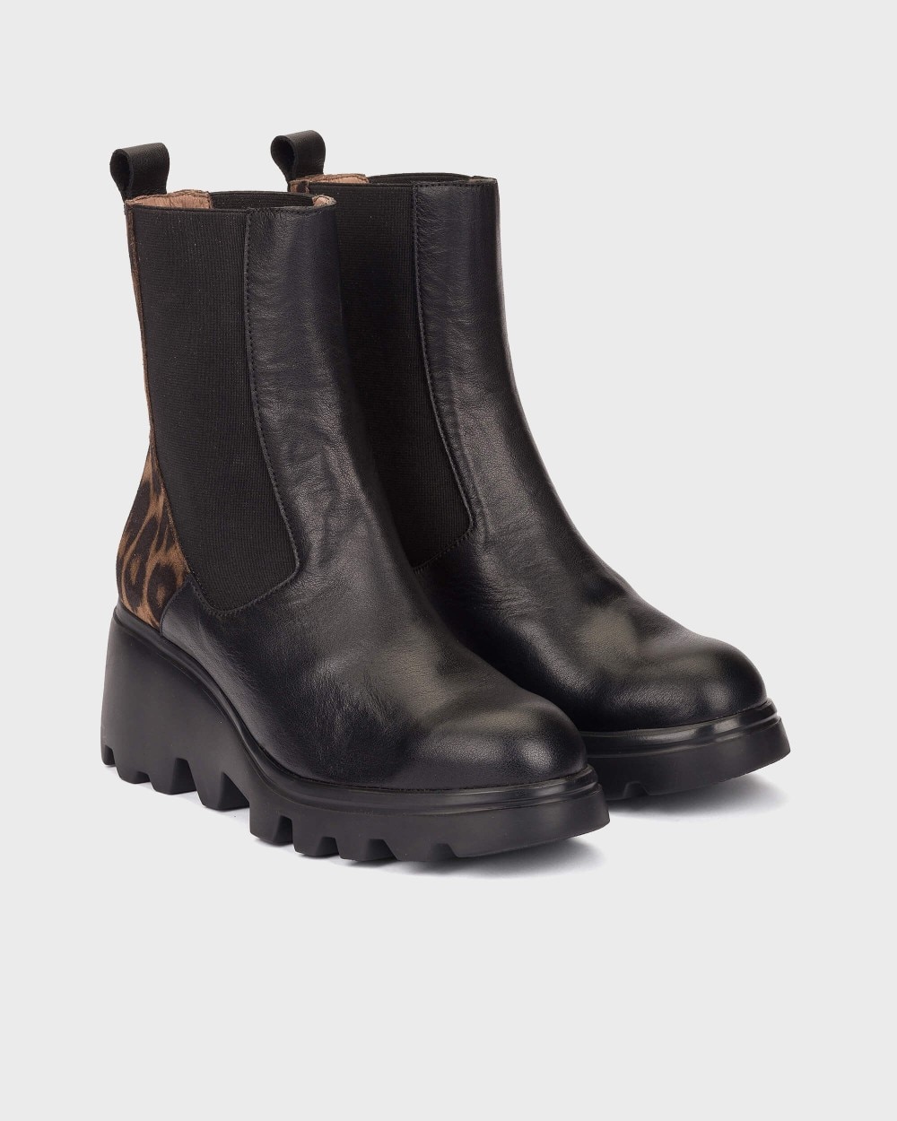 Botines con suela track de mujer en piel toronto 32 wonders - Negro Negro-3