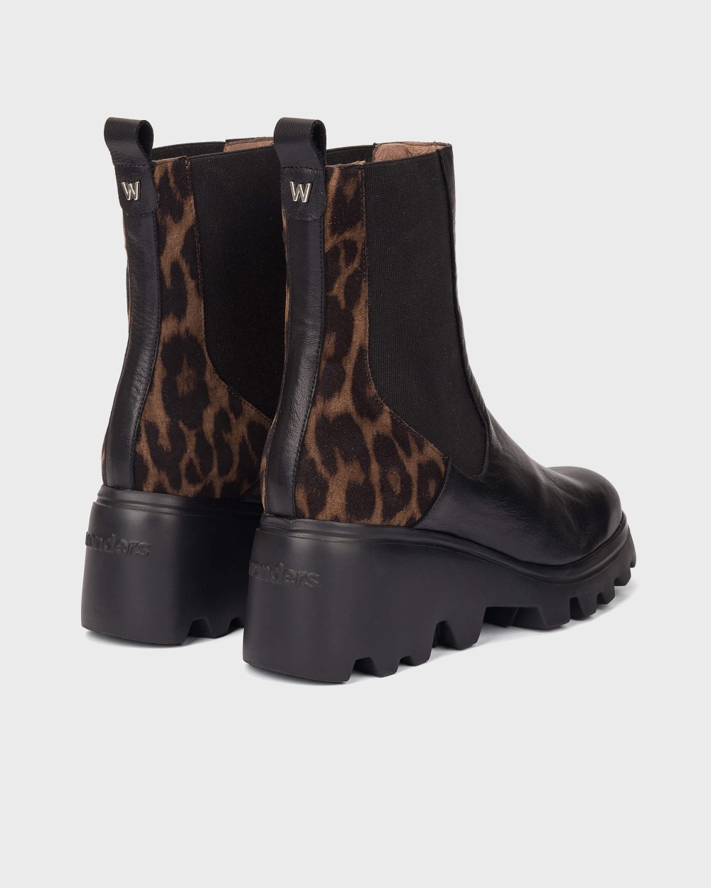 Botines con suela track de mujer en piel toronto 32 wonders - Negro Negro-2