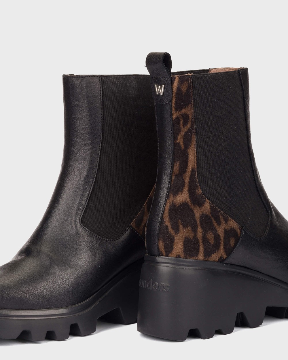 Botines con suela track de mujer en piel toronto 32 wonders - Negro Negro-4
