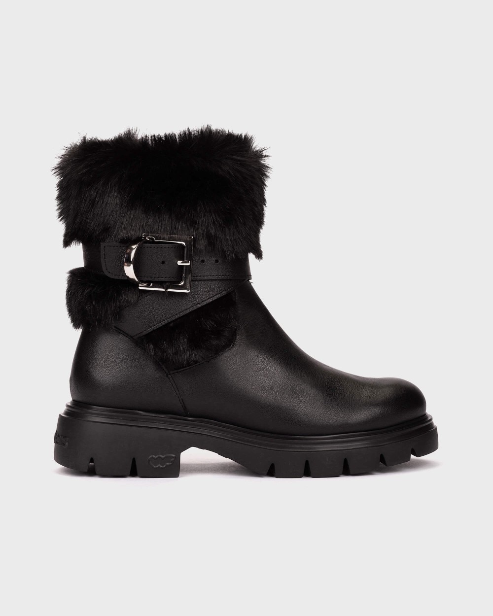 Imagen 0 de Botines con suela track de mujer en piel bones 18 wonders Negro
