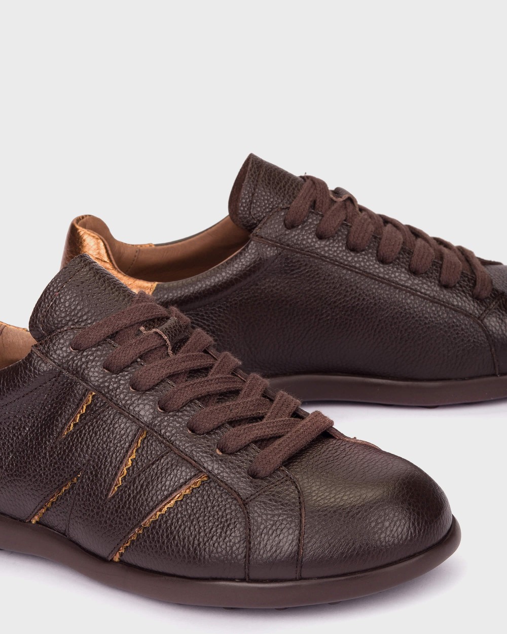 Zapatillas deportiva de mujer en piel flyfit 10 wonders - Marrón oscuro Marrón oscuro-4