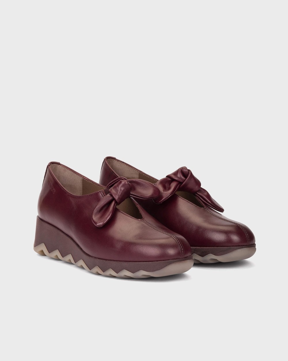 Zapatillas con cuña de mujer en piel simon 11 wonders - Burdeos Burdeos-3