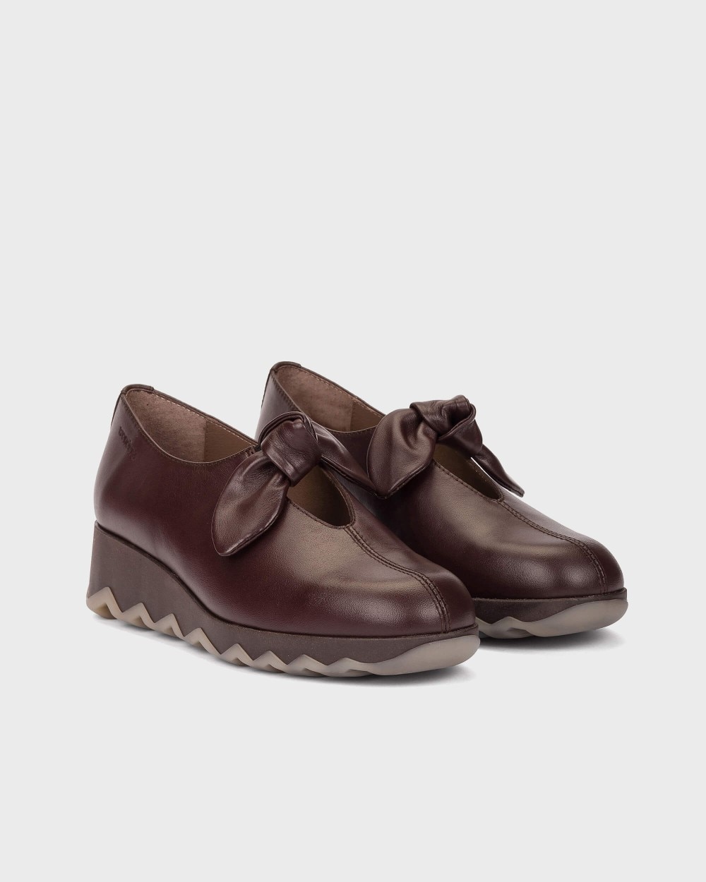 Zapatillas con cuña de mujer en piel simon 11 wonders - Marrón oscuro Marrón oscuro-3