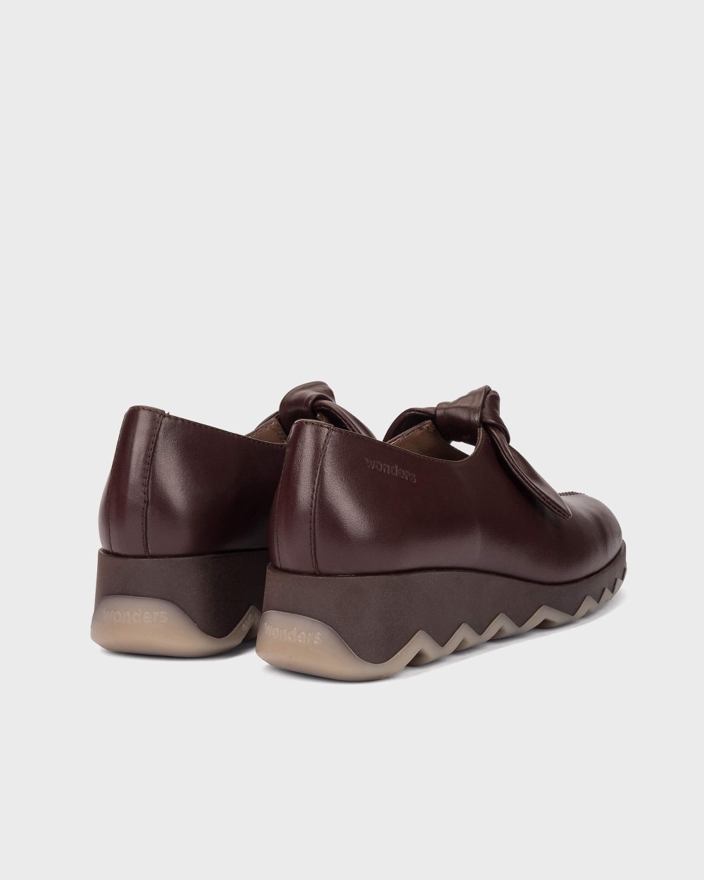 Zapatillas con cuña de mujer en piel simon 11 wonders - Marrón oscuro Marrón oscuro-2