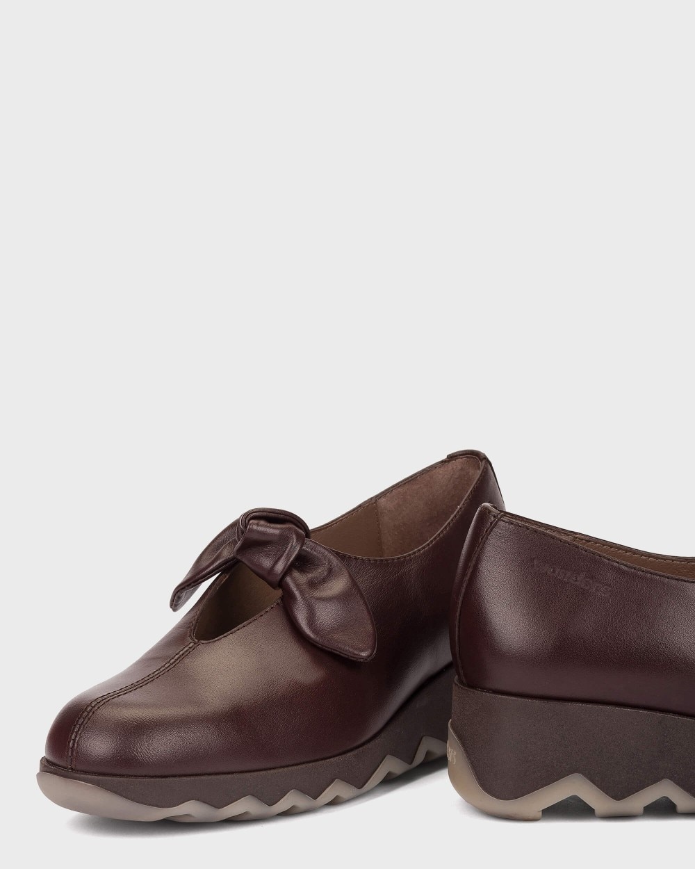 Zapatillas con cuña de mujer en piel simon 11 wonders - Marrón oscuro Marrón oscuro-4