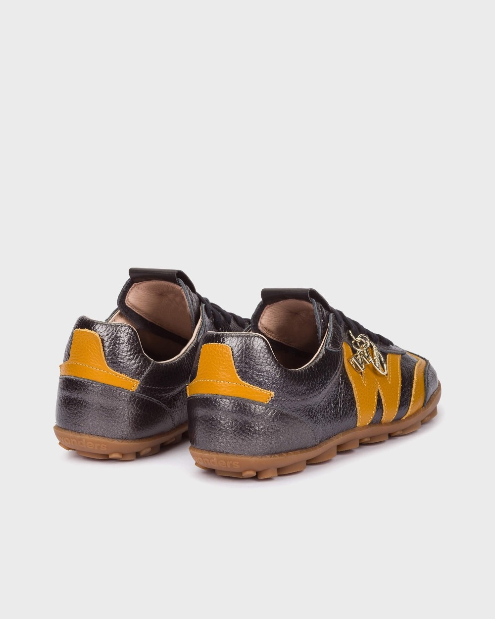 Zapatillas deportiva de mujer en piel nubia 05 wonders - Gris oscuro metalizado Gris oscuro metalizado-2