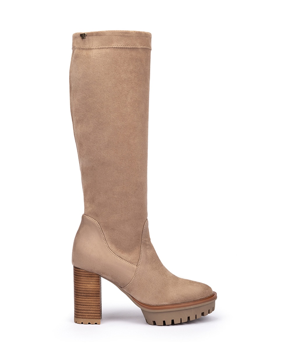 Pedro Miralles - Botas de mujer de tejido en color marrón claro.