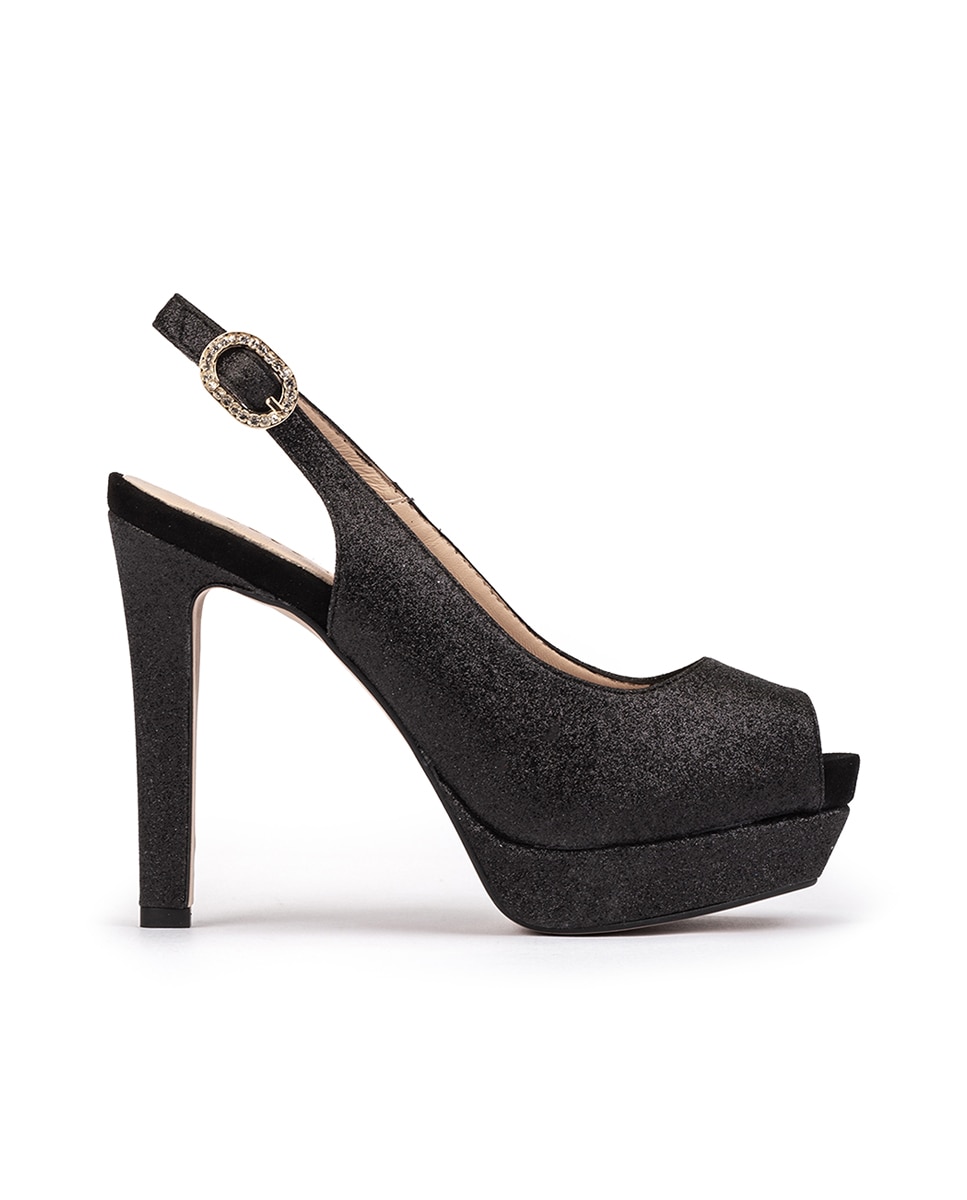 Pedro Miralles - Sandalias de tacón de mujer de tejido en color negro.