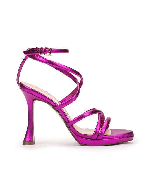 Imagen 0 de Sandalias de tacón de mujer de piel en color fucsia