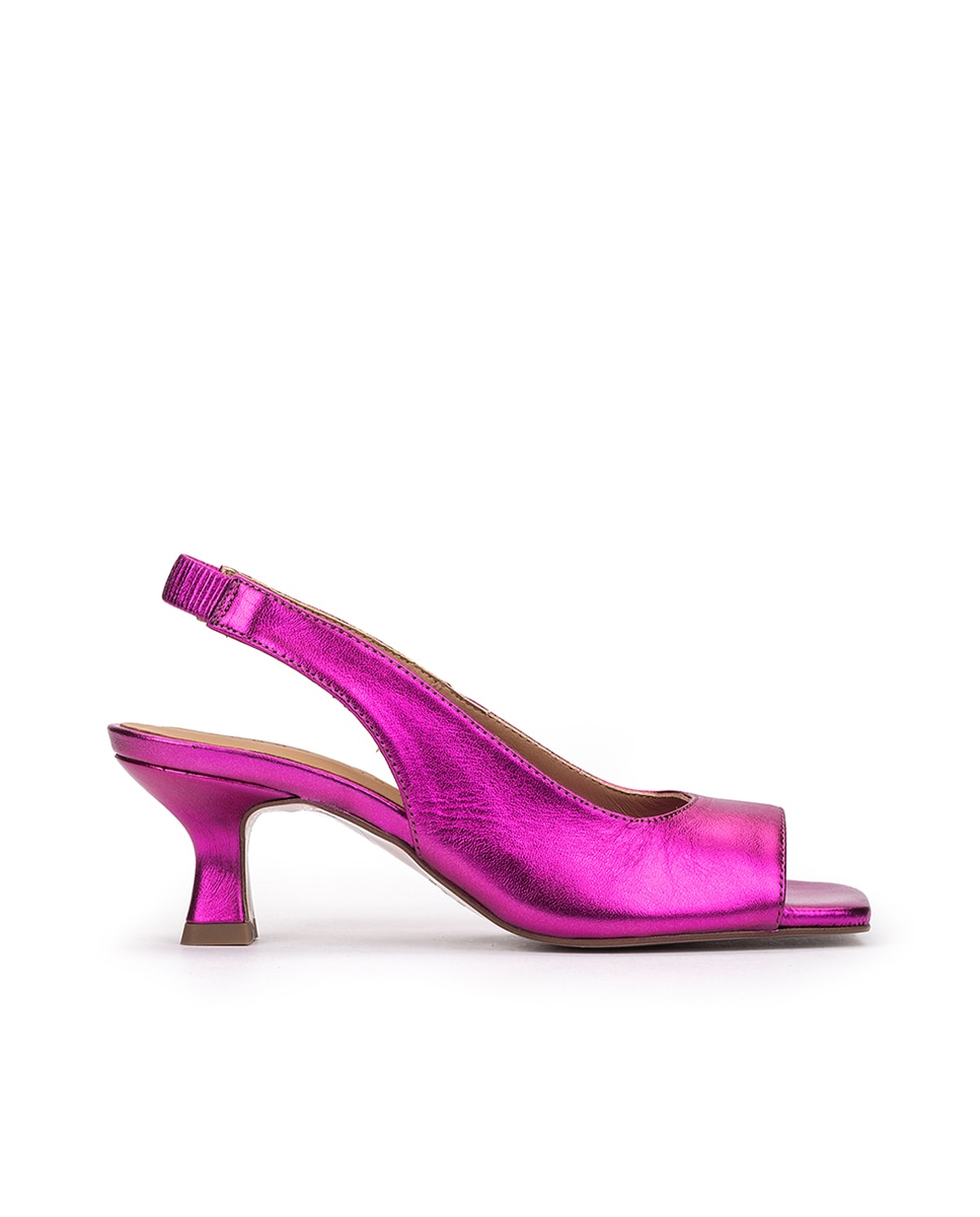 Pedro Miralles - Sandalias de tacón de mujer de piel en color fucsia.