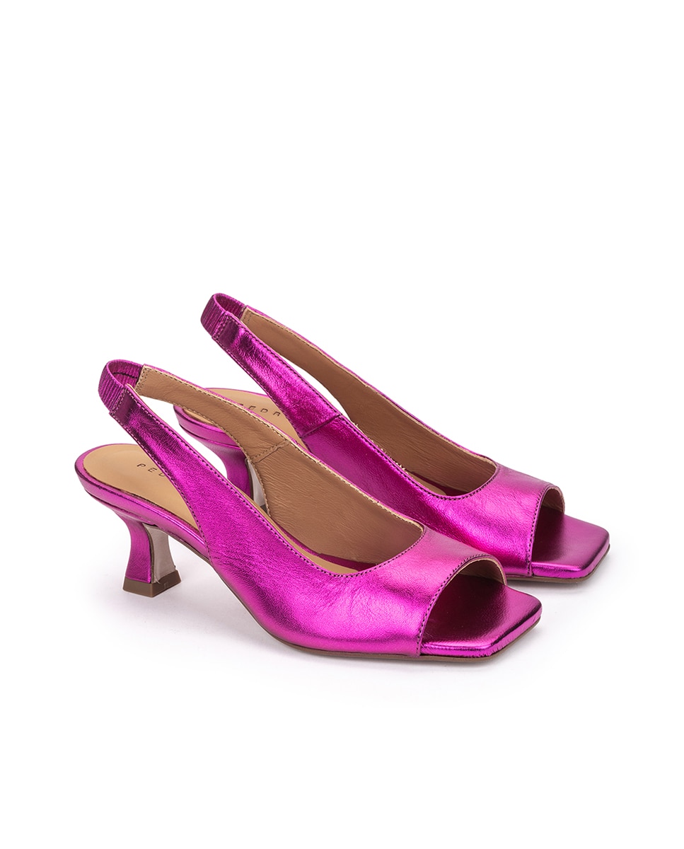 Sandalias de tacón de mujer de piel en color - Pedro Miralles - Fucsia Fucsia-2
