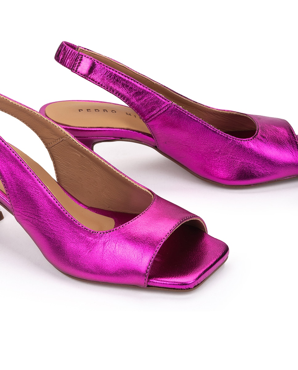Sandalias de tacón de mujer de piel en color - Pedro Miralles - Fucsia Fucsia-4