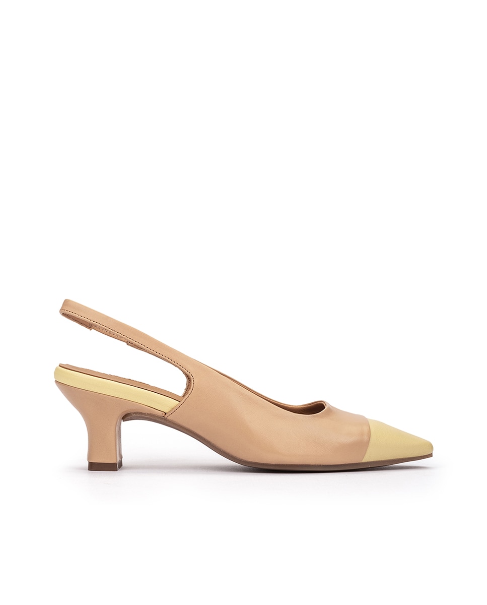 Pedro Miralles - Zapatos de salón de mujer destalonados de piel en color camel.
