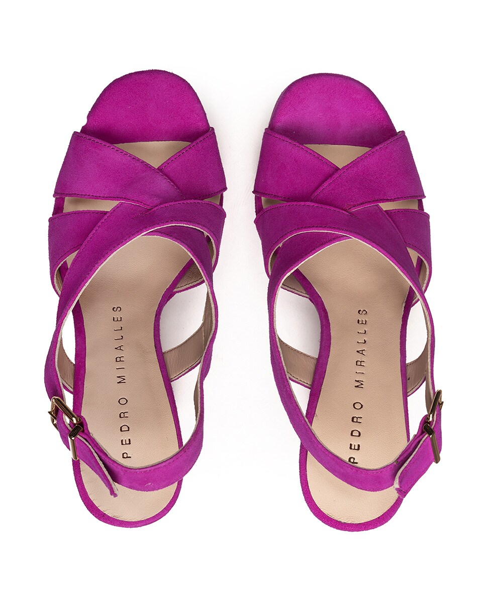 Sandalia Tacon Color Morado Sandalias De Tacón De Mujer De Ante En