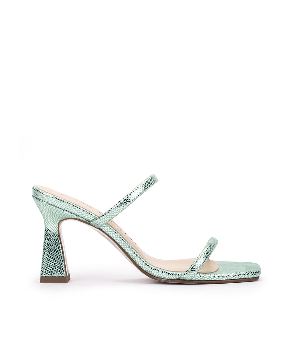 Pedro Miralles - Sandalias de tacón de mujer de piel con doble tira.