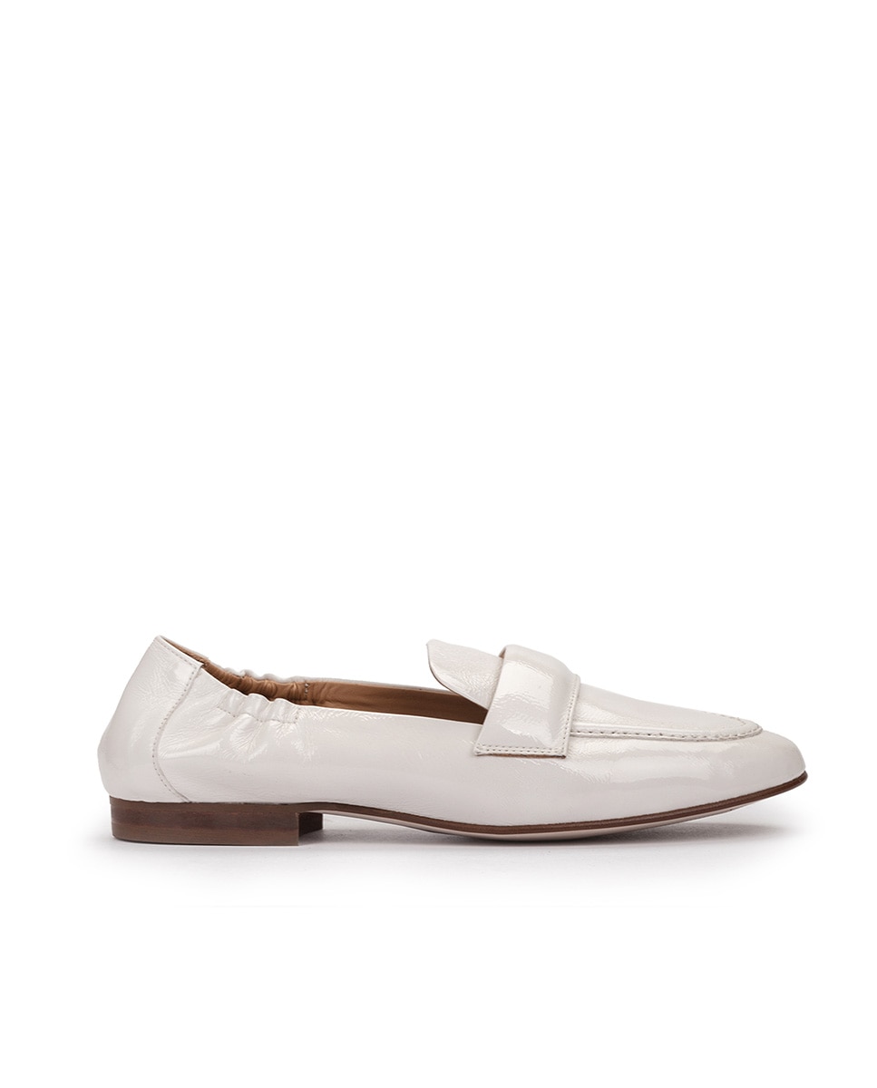 Pedro Miralles - Mocasines de mujer de piel metalizada en color blanco con elástico.