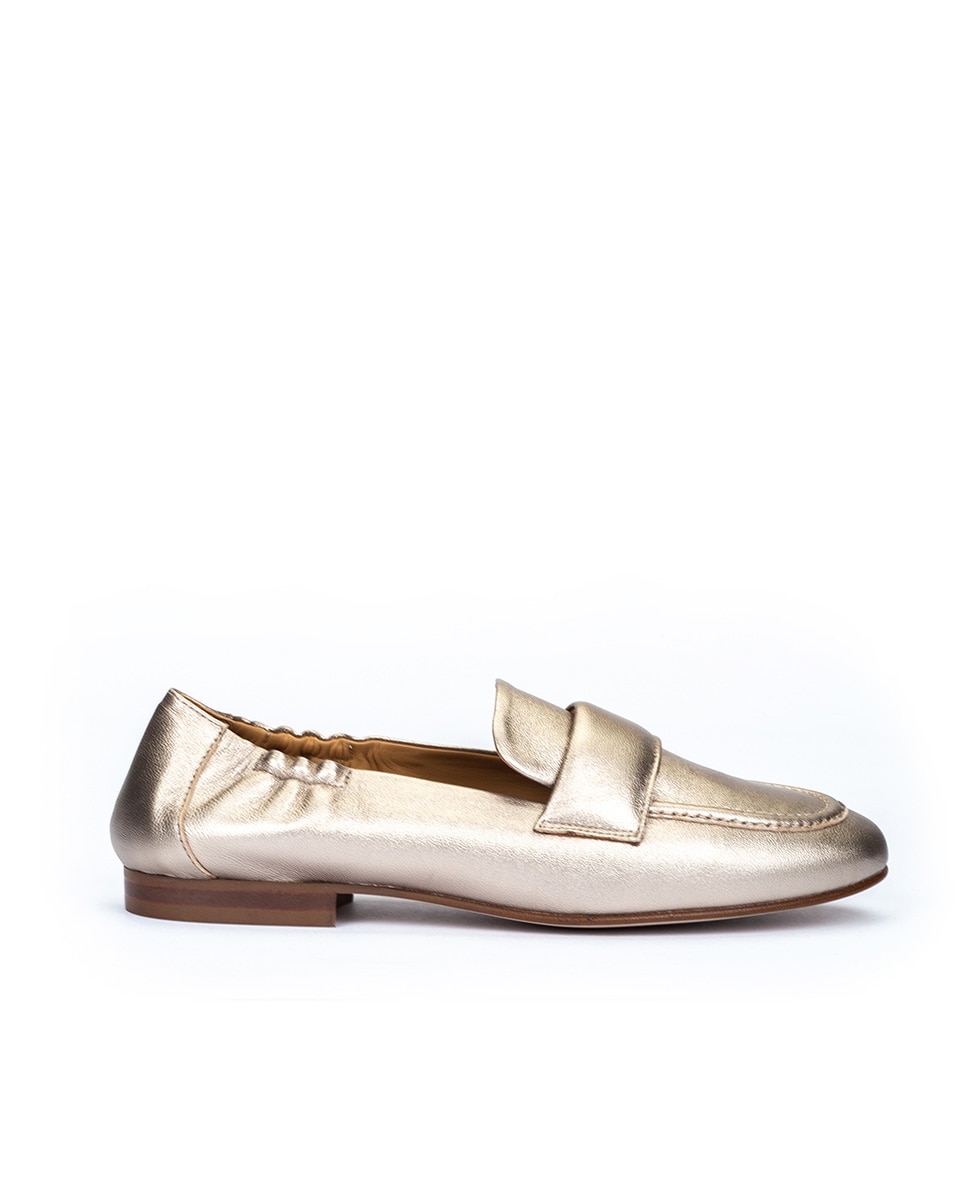 Mocasines de mujer de piel metalizada en color humo con elástico - Pedro Miralles - Dorado Dorado-1