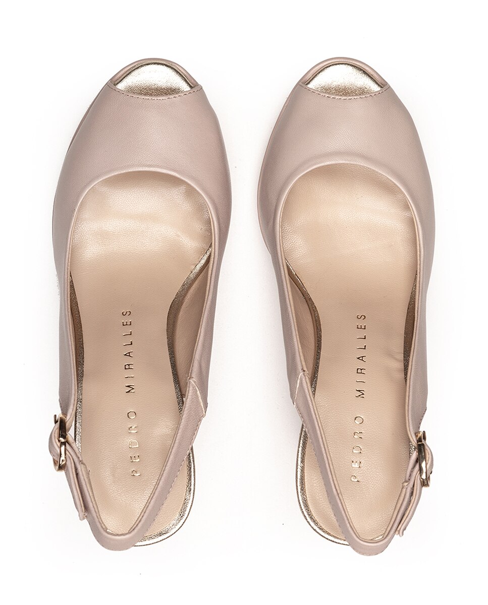 Peep toes de mujer de piel destalonados con plataforma en color rosa palo - Pedro Miralles - Rosa pastel Rosa pastel-3