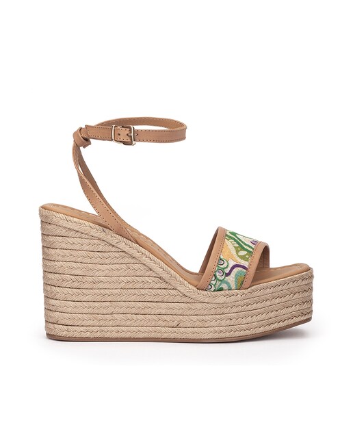 Imagen 0 de Alpargatas de cuña de mujer de tejido estampado multicolor