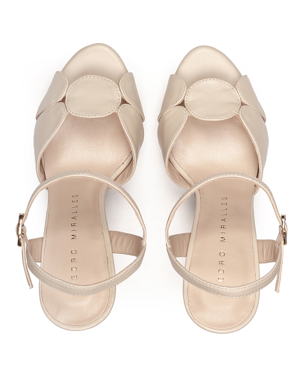Sandalias de mujer de piel en color beige con plataforma - Pedro Miralles - Beige Beige-3
