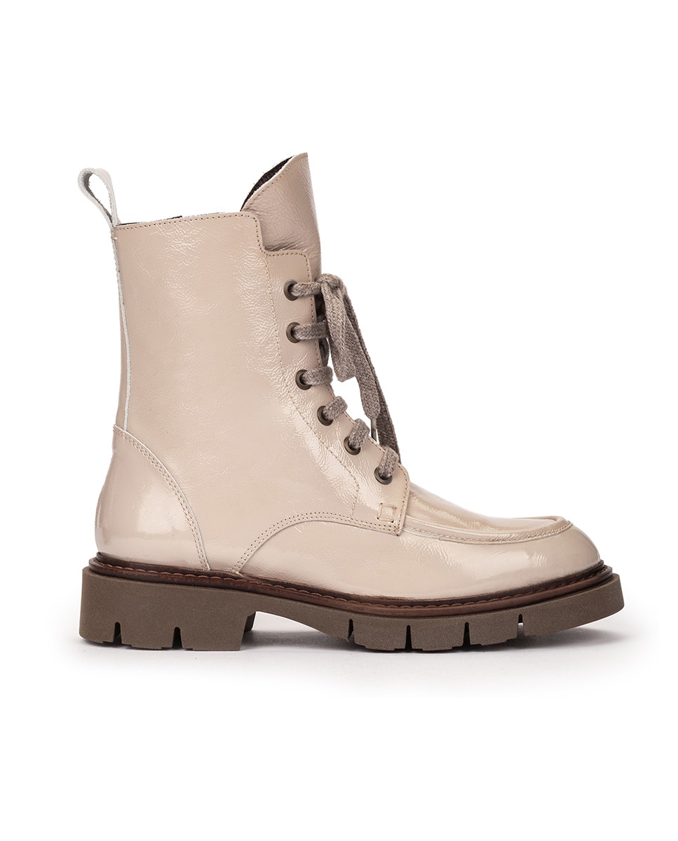 Weekend by Pedro Miralles - Botines de mujer estilo militar de charol.