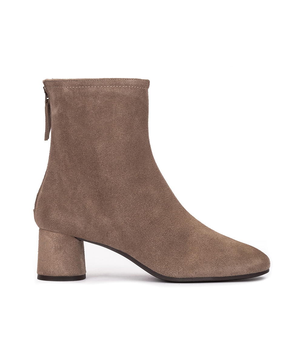 Botins de Salto com Fecho Zip Castanho-claro-1