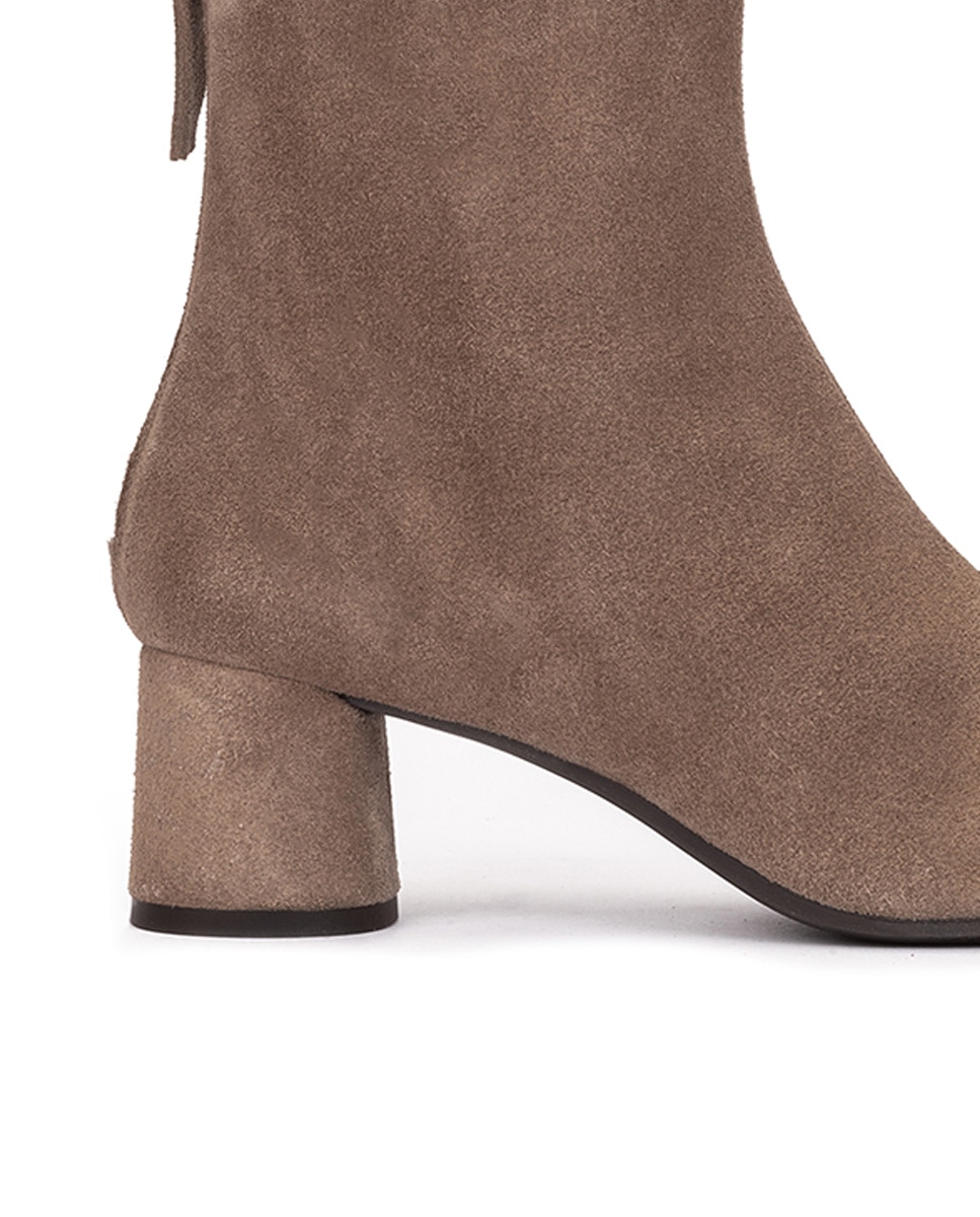 Botins de Salto com Fecho Zip Castanho-claro-2