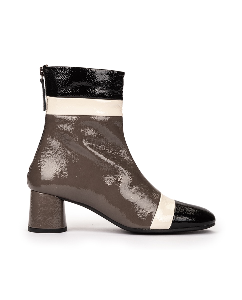 Botines de mujer tricolor con detalles y cremallera - Pedro Miralles - Marrón / Blanco roto Marrón / Blanco roto-1