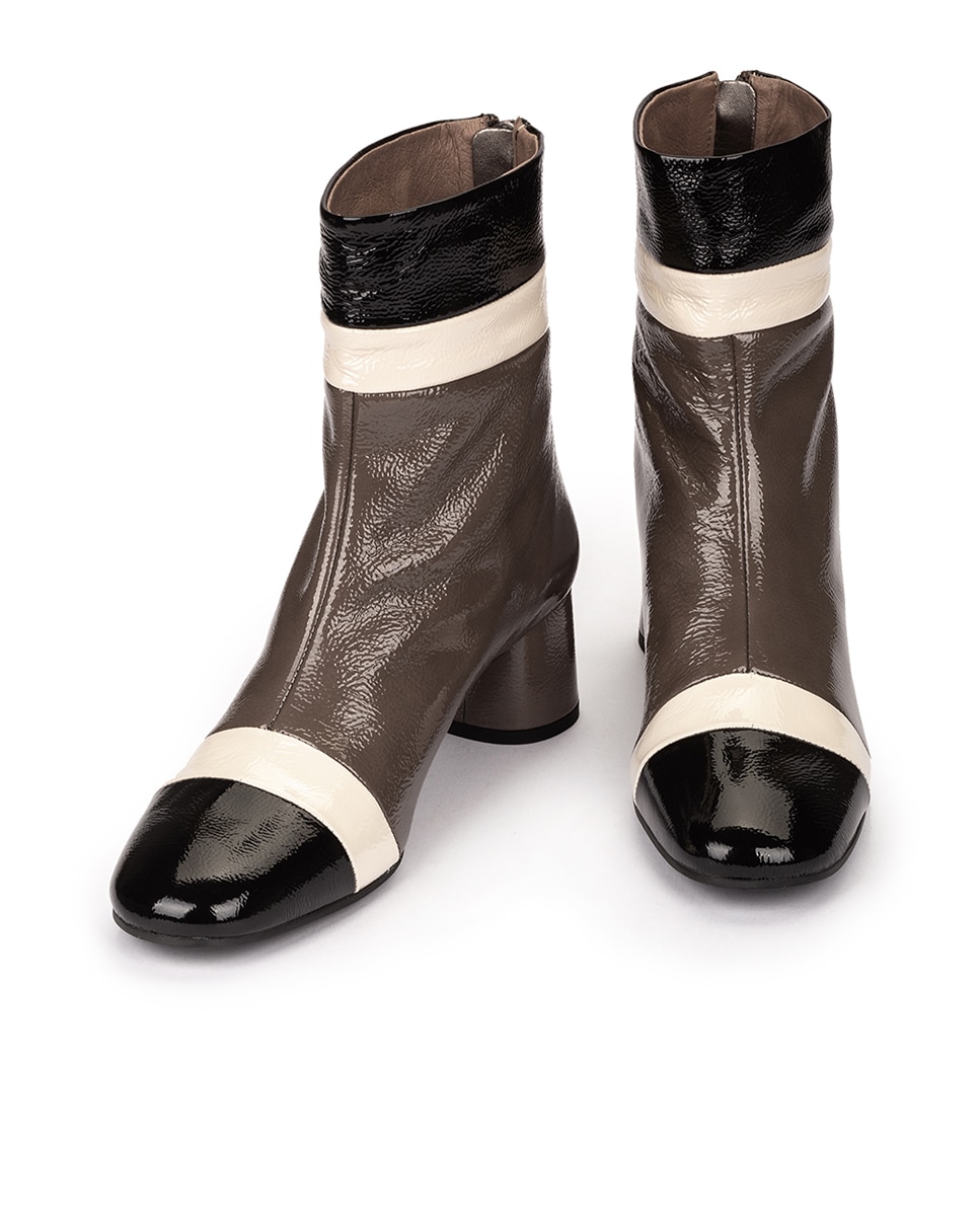 Botines de mujer tricolor con detalles y cremallera - Pedro Miralles - Marrón / Blanco roto Marrón / Blanco roto-4