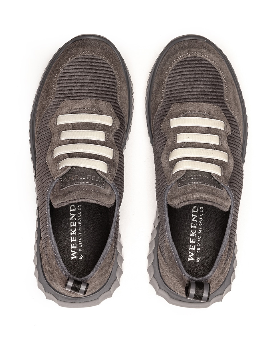 Zapatillas deportivas de mujer de tejido con cordones elásticos